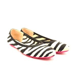 Jessica Simpson Black & White Zebra Flats with Pink Soles